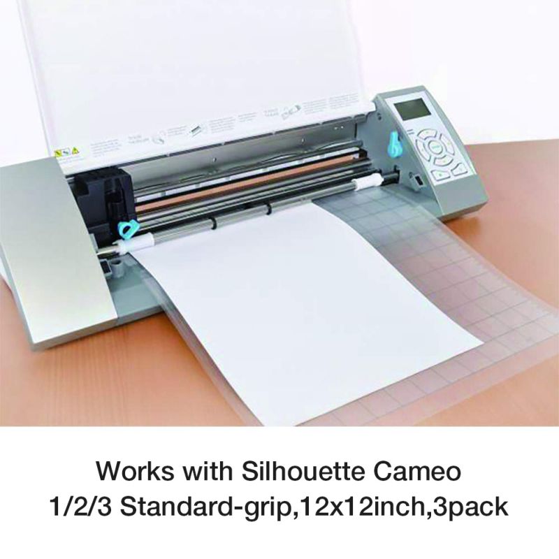 K3Pcs Replacement Transparent Grid Cutting Mats For Silhouette Cutting Plotter 12x12 Inch Adhesive Clear Mat With Measuring Grid