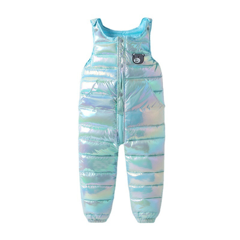 Winter Girls Boys Overalls 1-5 Years Autumn Baby Boy Girl Thick Warm Pants Kids Jumpsuit Children Ski Down Overalls: Sky blue / 3T