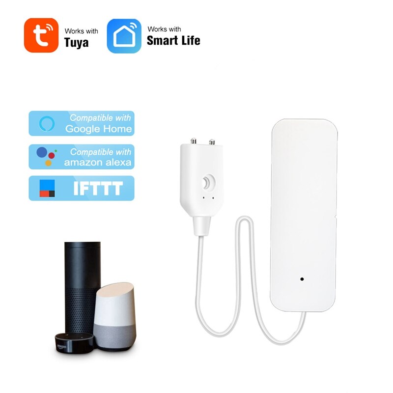 Smartlife app wifi vannsensor vannlekkasjedetektor alarm hjemmekontroll  ip67 fungerer med tuyasmart / smart life app enkel installat