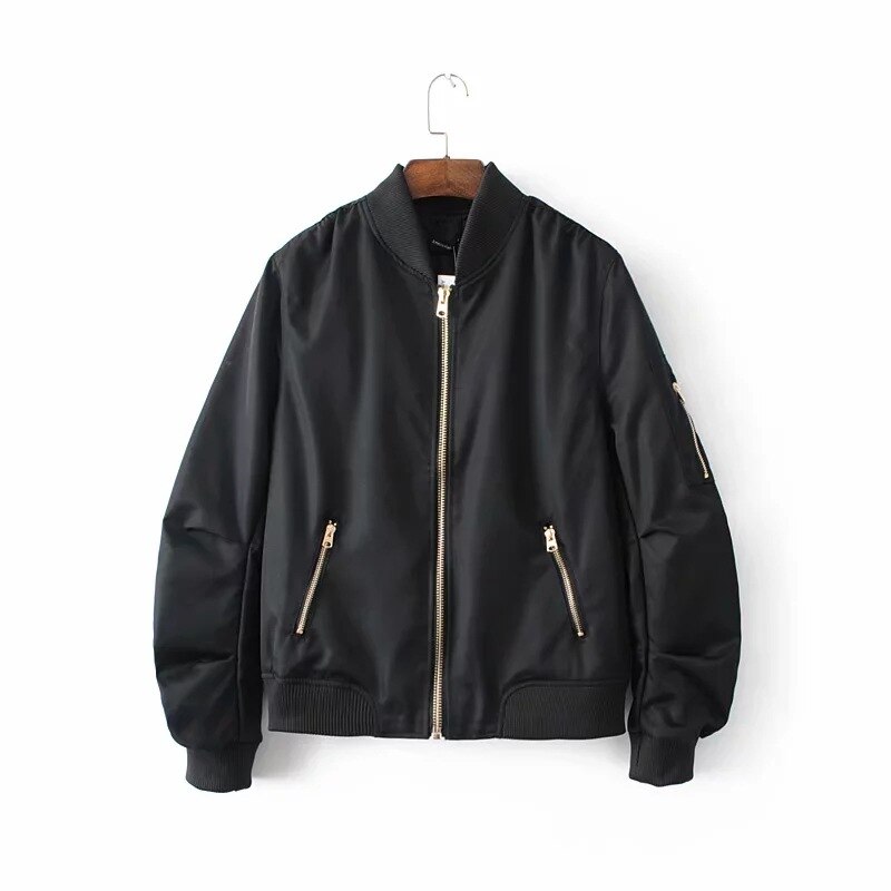 NoEnName_Null Motorcycle Jacket Women 24 Solid Jackets Flight Bomber Jacket Women Streetwear Trending Products: 02 / L