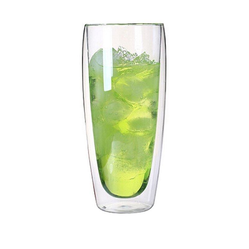 Dubbele Muur Handgemaakte Glas Hittebestendig Koffie Drinken Cup Geïsoleerde Clear Glas Drinkware: 650ml