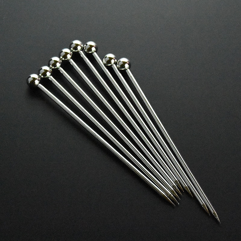 10pc Stainless steel Martini picks bbq skewers 11cm metal cocktail drink stirrer muddler party bar supplies barbecue grill tools