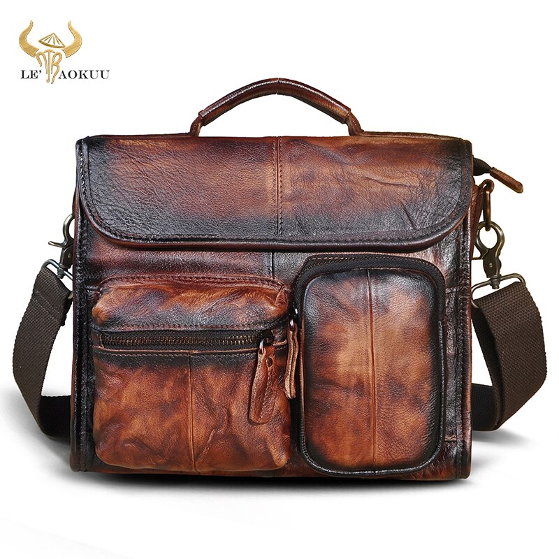 Mode Echt Leer Mannelijke Toevallige Messenger Bag Satchel 11 "Pad Crossbody Schoudertas School Book Bag Voor mannen 202-d: Bourgondië