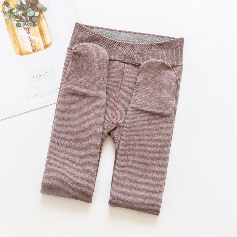 Enfants chaussettes coton enfants chaussettes couleur unie avec motif velours pour l'hiver et l'automne 3-12T collants pour enfants.: Brown / Pants length 22 in