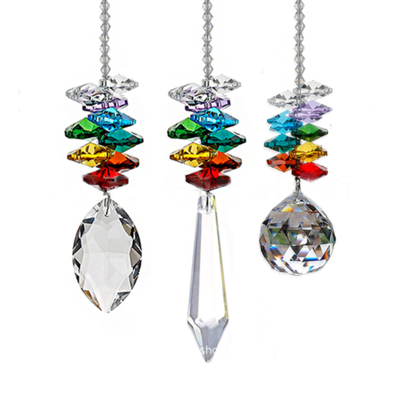 Gekleurde Crystal Achthoekige Kralen Hanger Kristallen Lamp Plafond 3 stks/set Rainbow Maker Opknoping Thuis Bruiloft Ornament Road