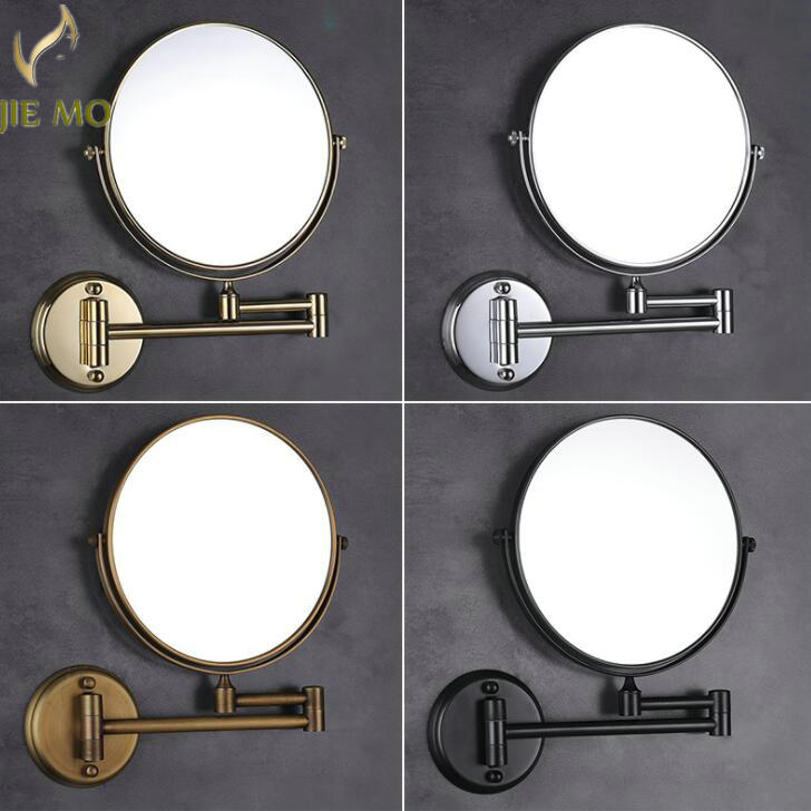 Miroir télescopique pour toilettes, miroir de salle de bain, cosmétique, miroir rotatif pliant, double face, suspension murale grossissante