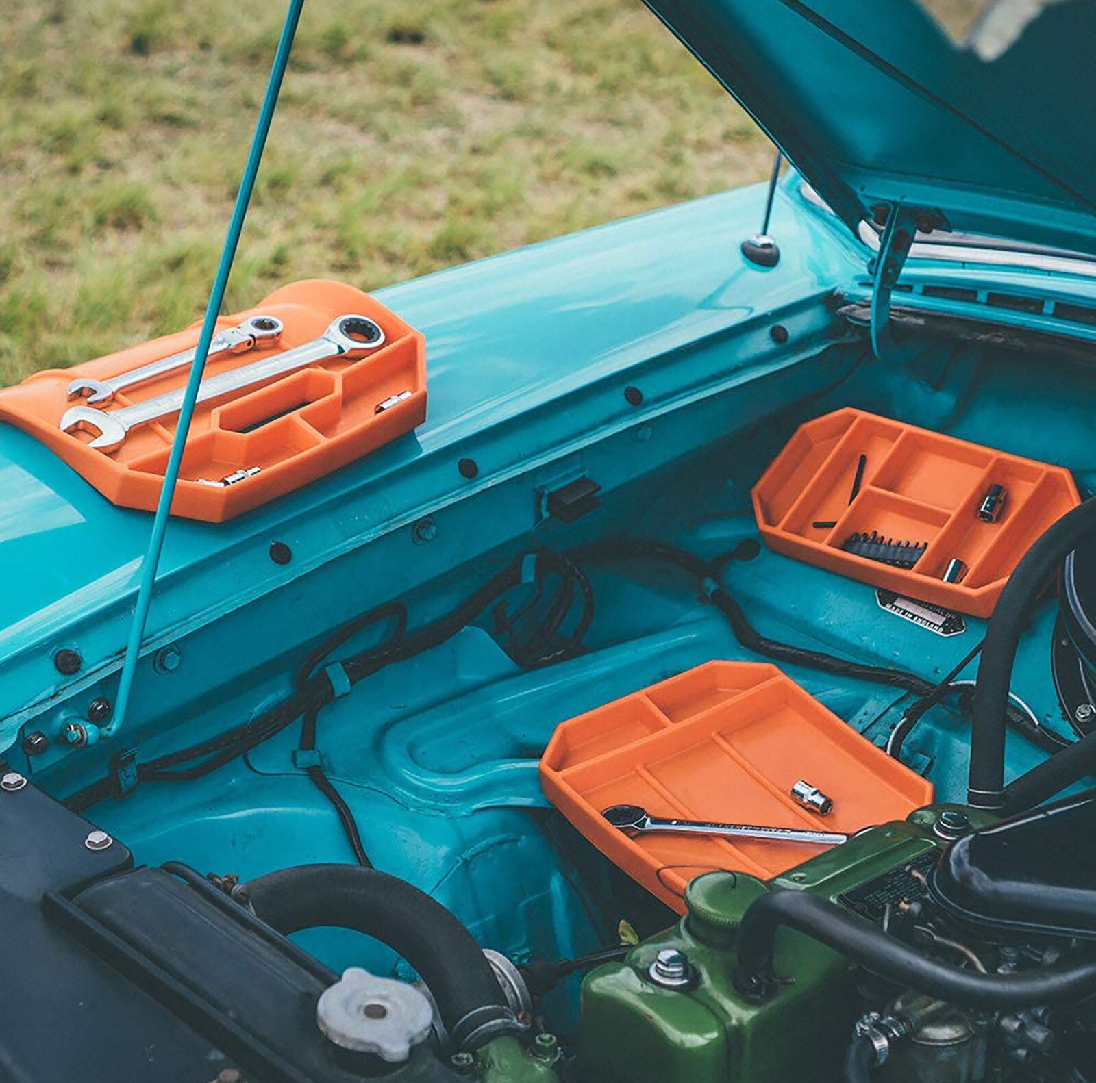 Automotive Non-slip Flexible Tool Holder Box Organizer Tray Nonslip Ultra Durabl Car Tools Storage Tray Silicone Storage Tool