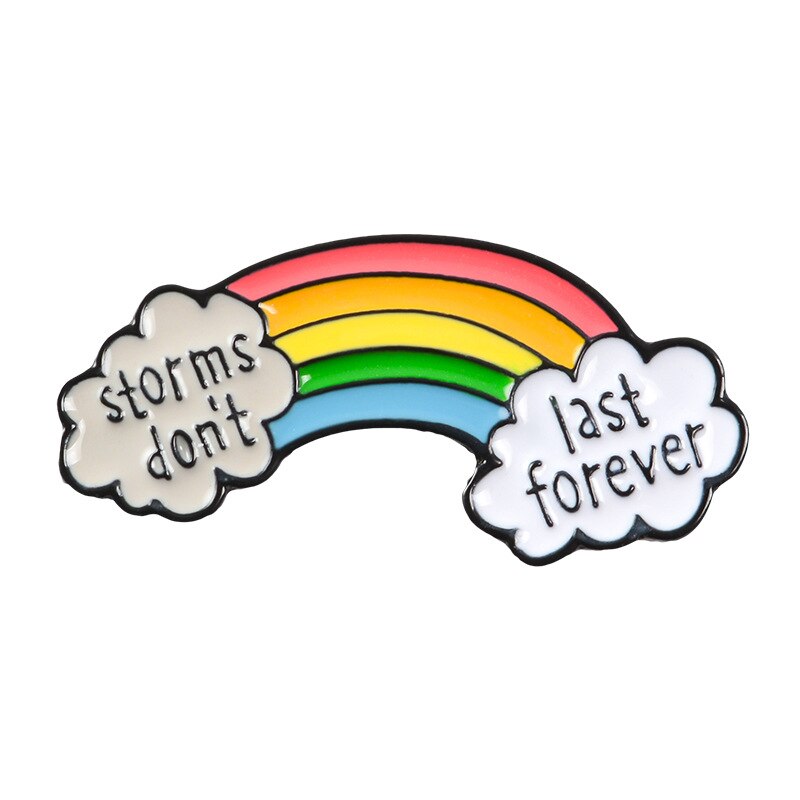 1 Stuk Leuke Cartoon Badge Regenboog Corsage Set Rainbow Cloud Geschilderd Metalen Broche Zak Jas Decoratie Broche Badge Revers Pin: 4