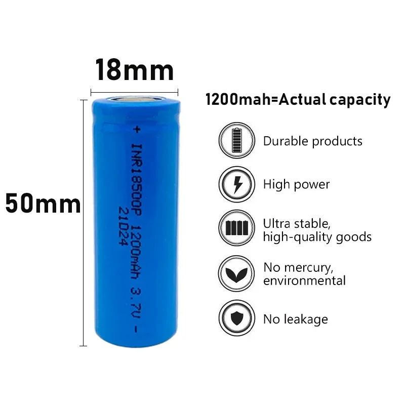 18500 Battery 3.7V 1200mAh Rechargeable Lithium-ion Battery, 3.7V Special Lithium-ion Battery for Strong Light Flashlights