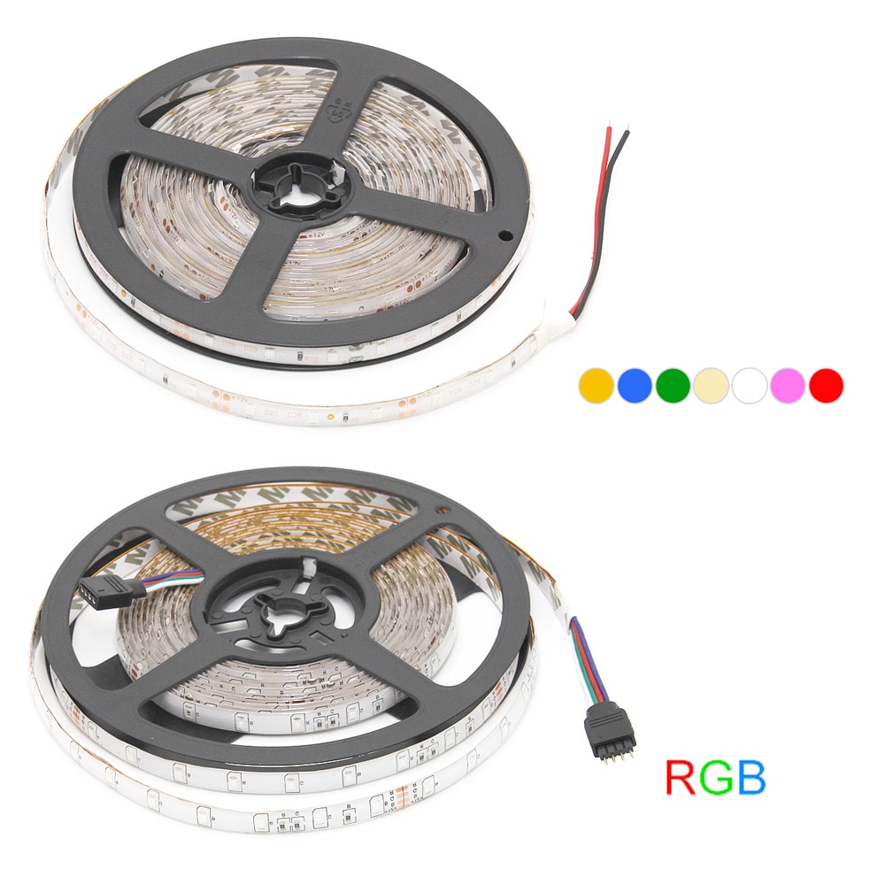 High Bright SMD LED Strip Waterproof 5M 300LED DC 12V LED Light Strips Flexible Tape RGB /Warm/White/Blue/Red/Green/Pink
