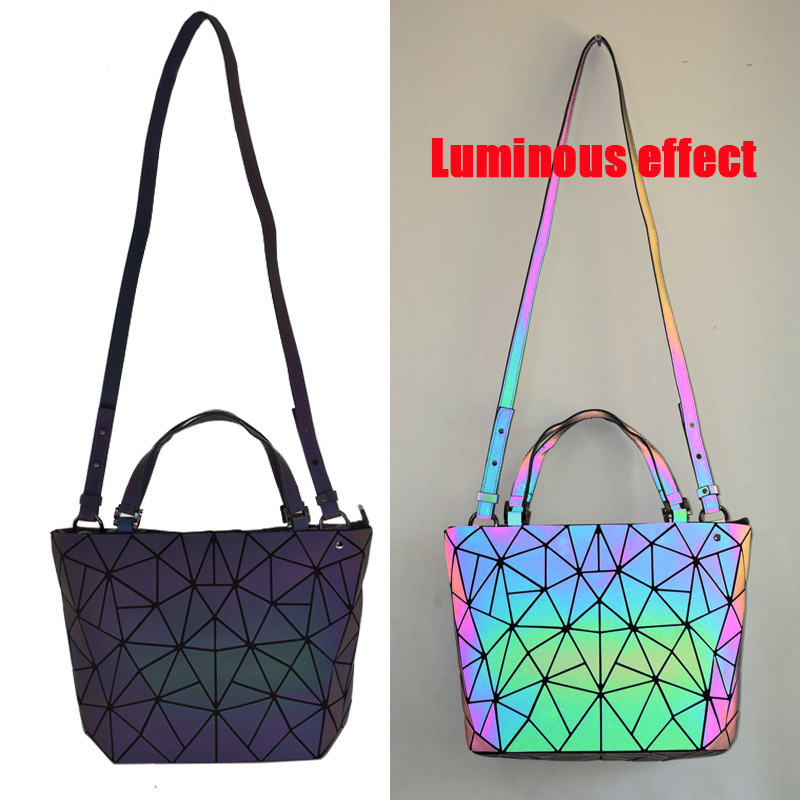 Frauen Handtasche Luxus Schulter Tasche einstellen Klapp Totes Crossbody-tasche Weibliche Geldbörse Und Brieftasche Damen Leucht Geometrische Eimer Tasche