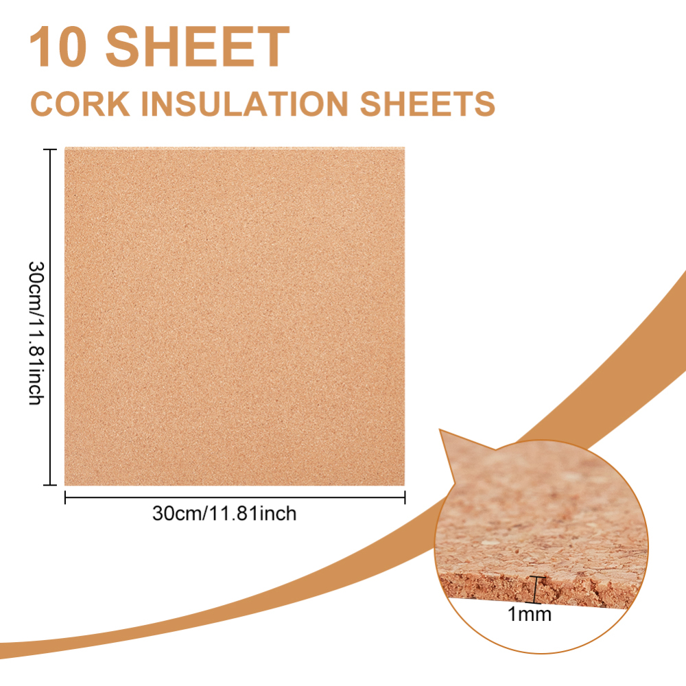 Feuilles d'isolation en liège de 2mm d'épaisseur, 10 pièces, tapis carrés en planche de bois pour sous-verres, dessin d'images, artisanat de bricolage sans auto-adhésif: GRIS