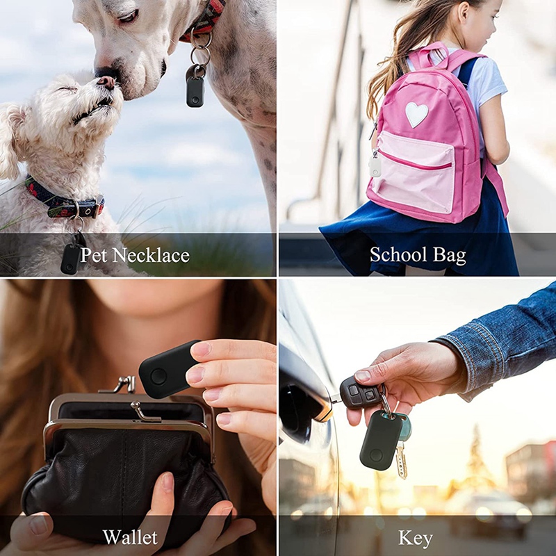 4 stück schlüsselortungsgeräte in schwarz und weiß, bluetooth-tracker für schlüssel, haustiere, geldbörsen und schultaschen, intelligente schlüsselfinder