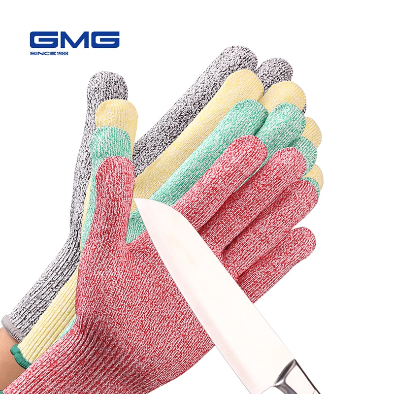 Cut Resistant Gloves Level 5 GMG Multicolor HPPE Food Grade For Kitchen Anti Cut Gloves Cut Proof Gloves