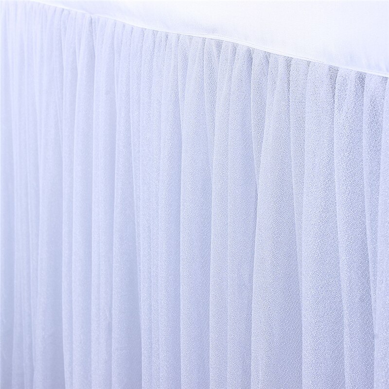 Wit Roze Rechthoek Tafel Rok Tule Tutu Stretch Garen Tafel Decoratie Rok Servies Doek Party Bruiloft Decoratie