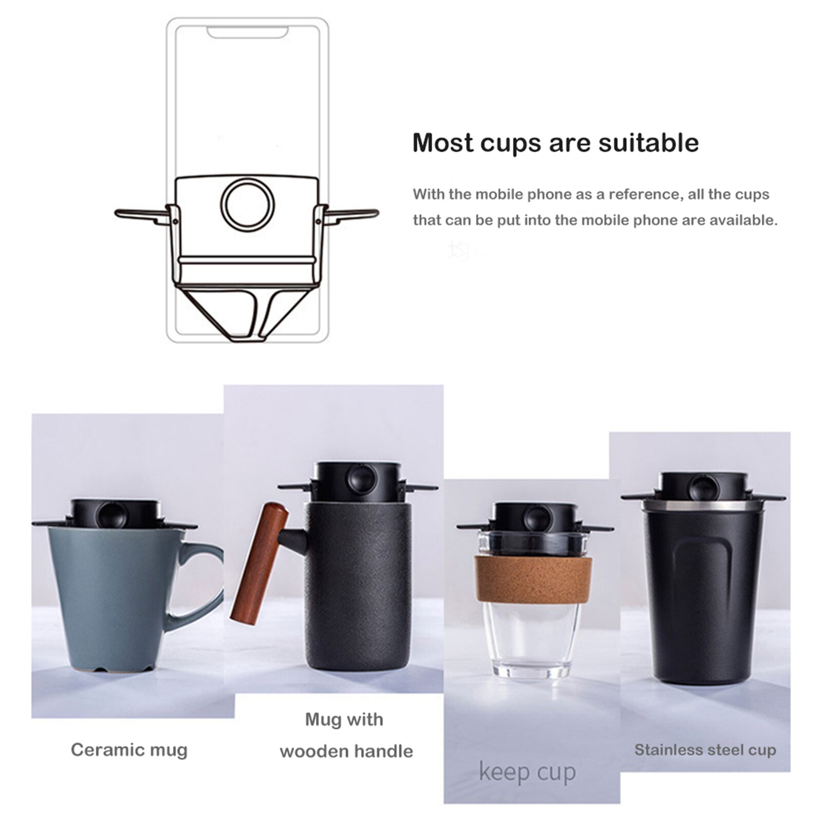 1/2pcs Foldable Coffee Filter Coffee Maker Stainless Steel Drip Coffee Tea Holder Reusable Paperless Pour Over Coffee Dripper