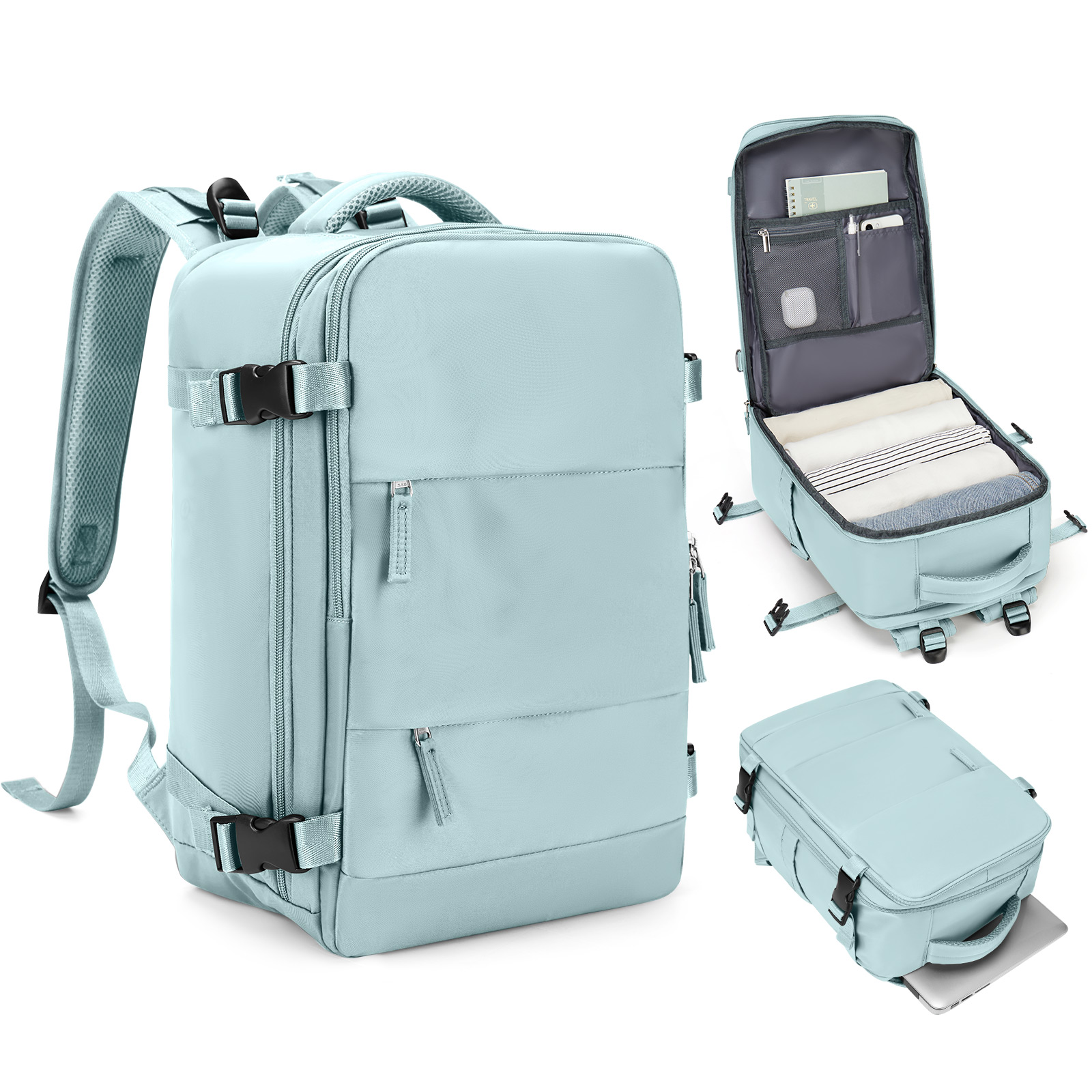 Borsa da cabina 40:*25:*20, zaino da viaggio ad alta capacità approvato dalla compagnia aerea, borsa per laptop da lavoro impermeabile appositamente progettata per uomo: Cielo Blu