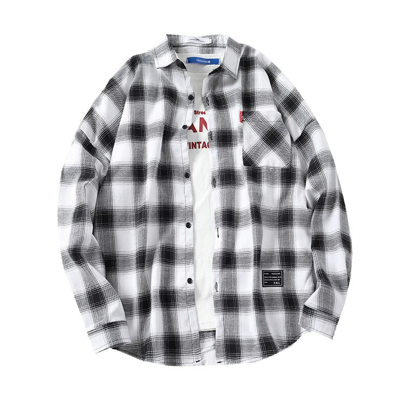 Miesten ruudullinen paita kevät syksy rento pitkähihaiset paidat miehille teini streetwear miesten ruudulliset paidat pusero