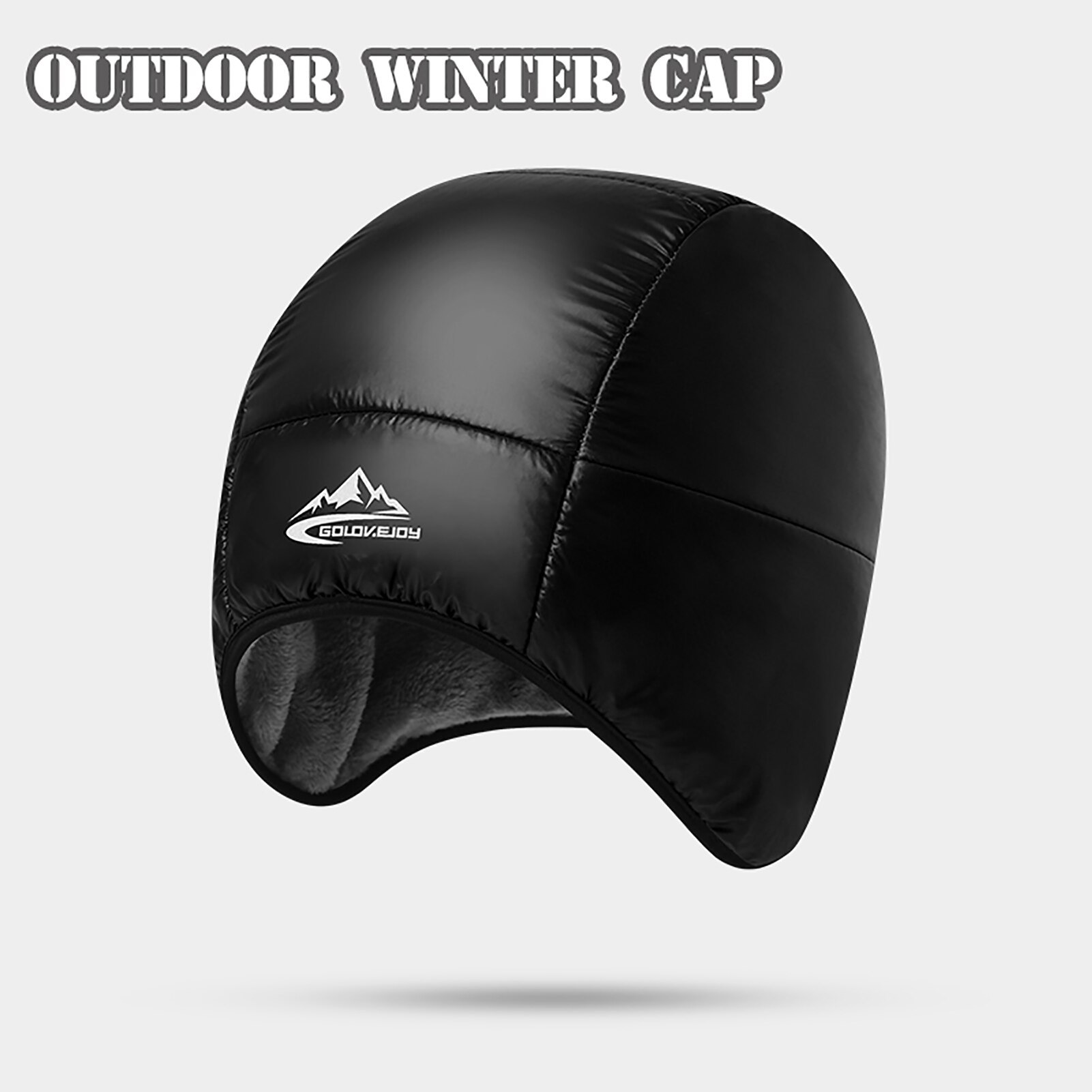 Män kvinnor utomhus vintermössa tjock fleece varm vattentät vindtät cykling skridskoåkning skidåkning mössa cykelhjälm innermössa: Svart
