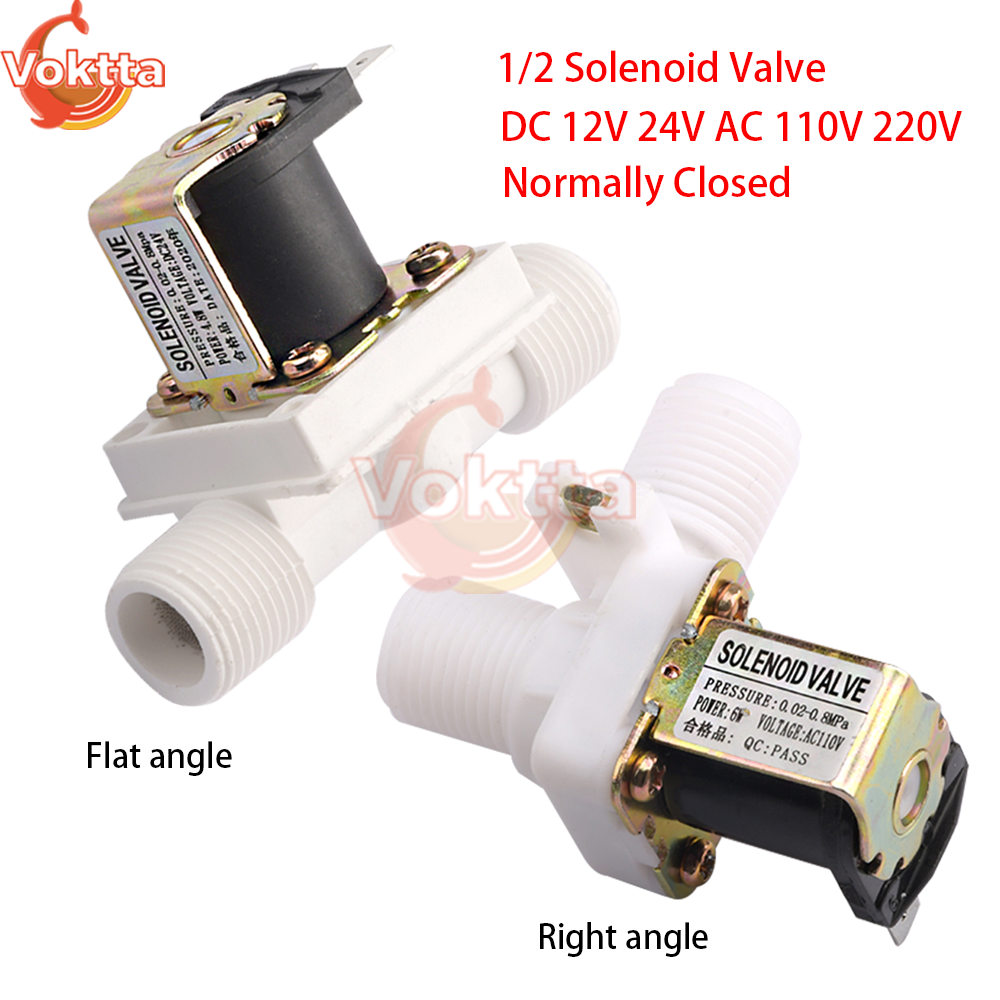 1/2 Solenoid Valve DC 12V 24V AC 110V 220V Water Control Valve Controller Switch Normally Closed Solenoid Valve Switch