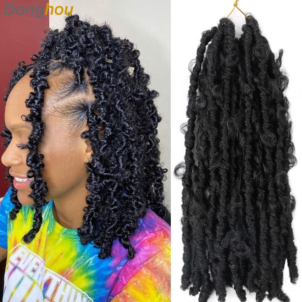 betrübt Schmetterling Loks Häkeln Haar Synthetische Häkeln Geflecht Schlösser Schmetterling Faux Loks 1B 27 30 1B Insekt Schwarz Chaotisch Weichen locs