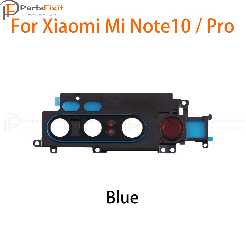 Achteruitrijcamera Glas Met Frame Voor Xiaomi Mi Note 10 Pro Terug Camera Lens Met Bezel Telefoon Vervanging onderdelen: Blue