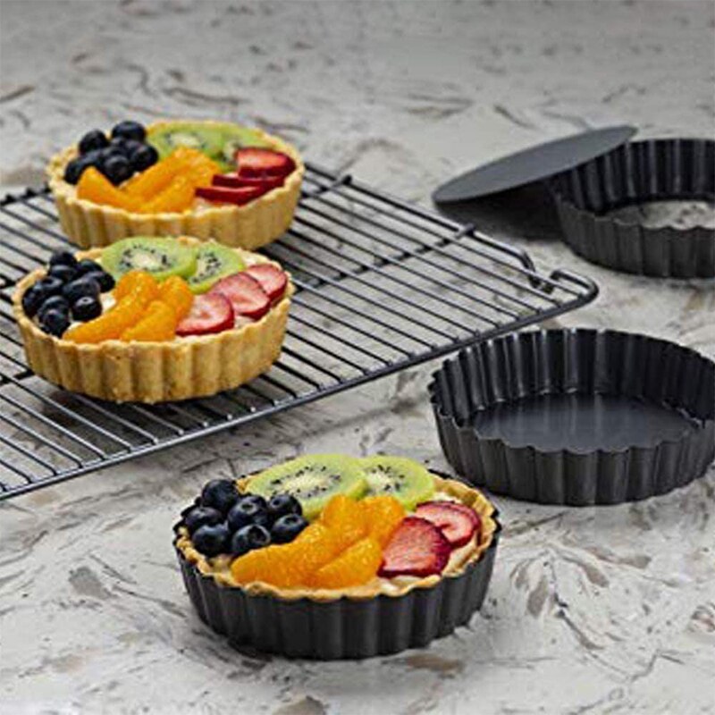 Steel Baking Tools For Cakes 10cm Mini Pie Muffin Cupcake Pans Non-Stick Quiche Flan Pan Molds Pie Pizza Cake Mold 4Inch Round