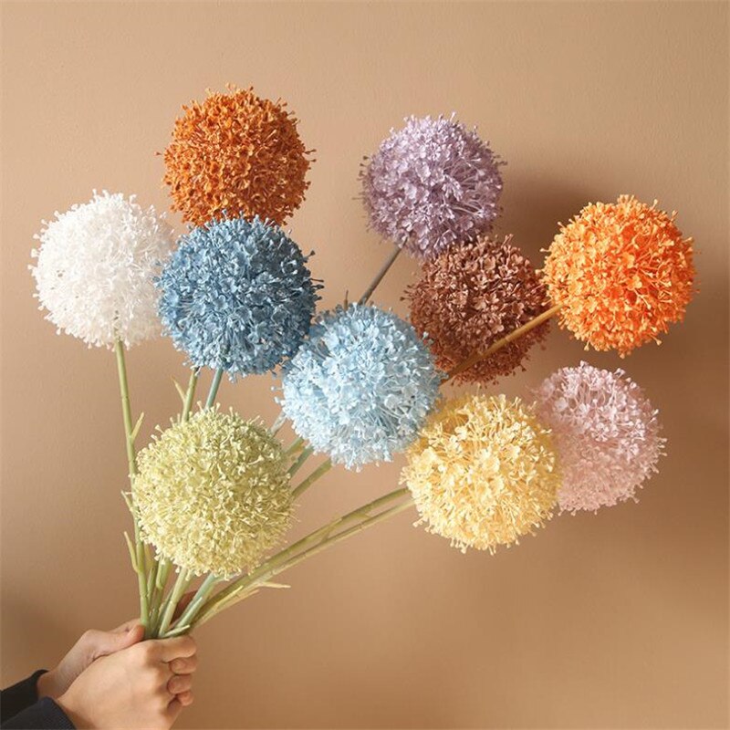 5pcs Artificial Alliums Stem Plastic Colorful Giant Onion Ball Flower Branch for Wedding Centerpieces Floral Decoration