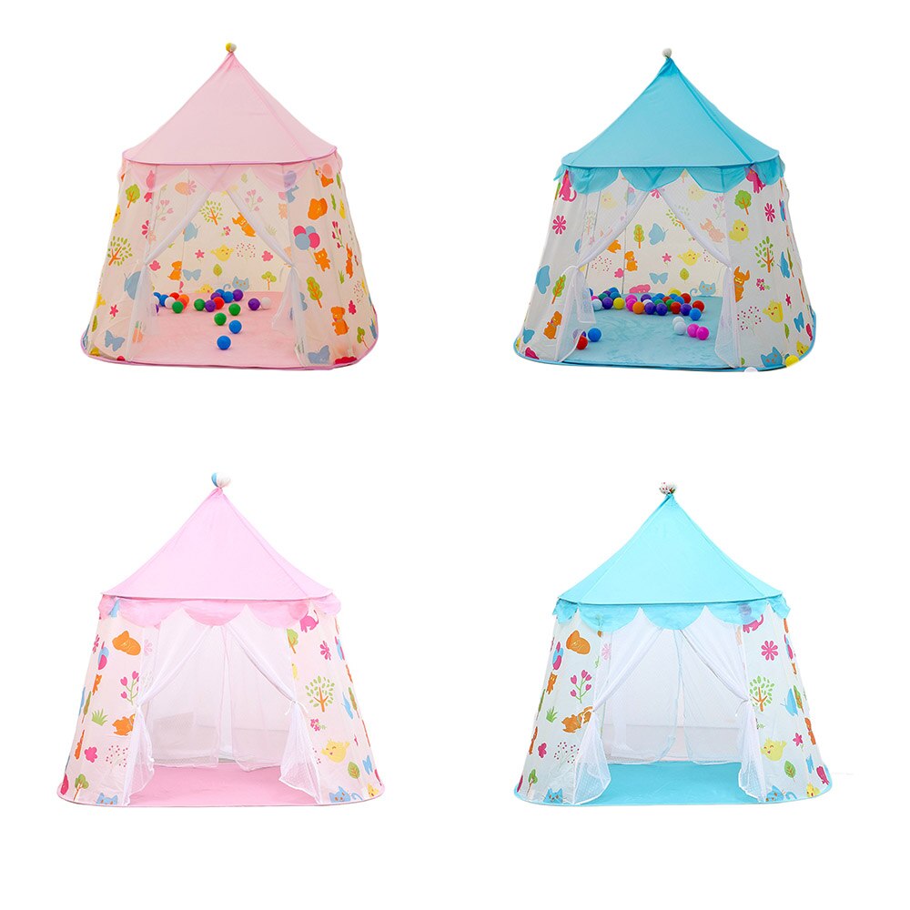 Casa de tienda de campaña portátil para niños, Castillo de princesa, bandera colgante, tipi, tienda de juegos, de cumpleaños y Navidad, 125x135cm