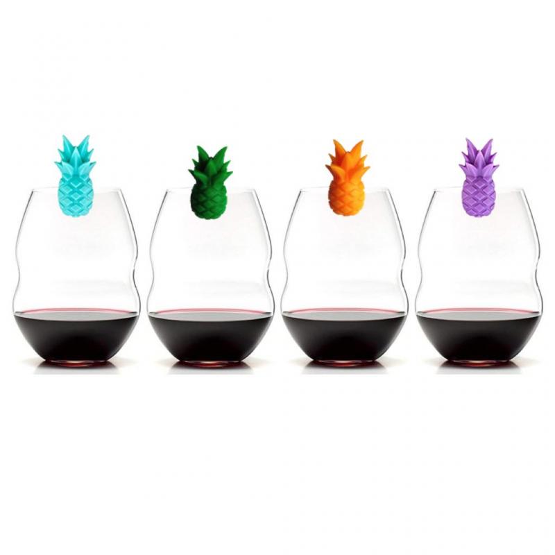 6 silikon søt ananas vin glass merke identifikasjon vin glass markør drikke glass stikkord bar tilbehør kopp etiketter bar verktøy