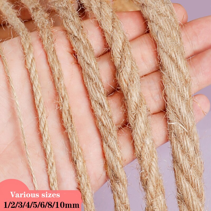 Cuerda de Yute Natural para decoración del hogar, hilo de yute para manualidades, costura hecha a mano, para , Navidad, 1mm-10mm