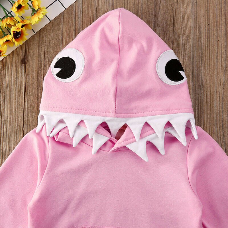 Toddler Kids Girl Winter Clothes 3D Shark Costume Hoodie Sweatshirt Coat Jacket