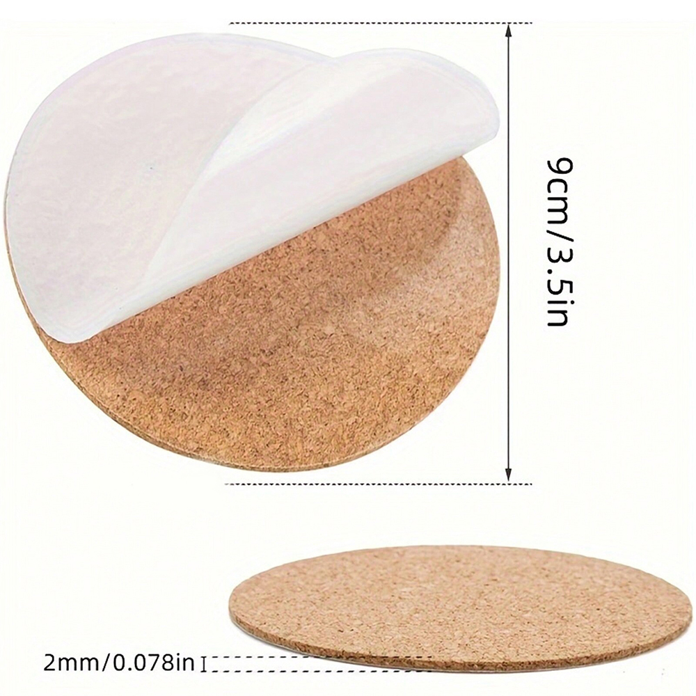 Posavasos de corcho autoadhesivo, almohadilla redonda para manualidades, pintura artística con diamantes, tapete de corcho, 10/20/50 Uds.