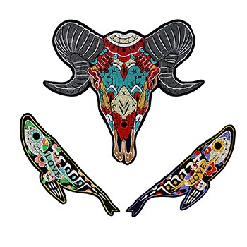 1 Juego de parches de animales de oveja de cabra Pelecanus, parche de pájaro de langosta bordado de flor de pez de amor, apliques, parches de planchado en camiseta, artesanía de ropa: goat fish