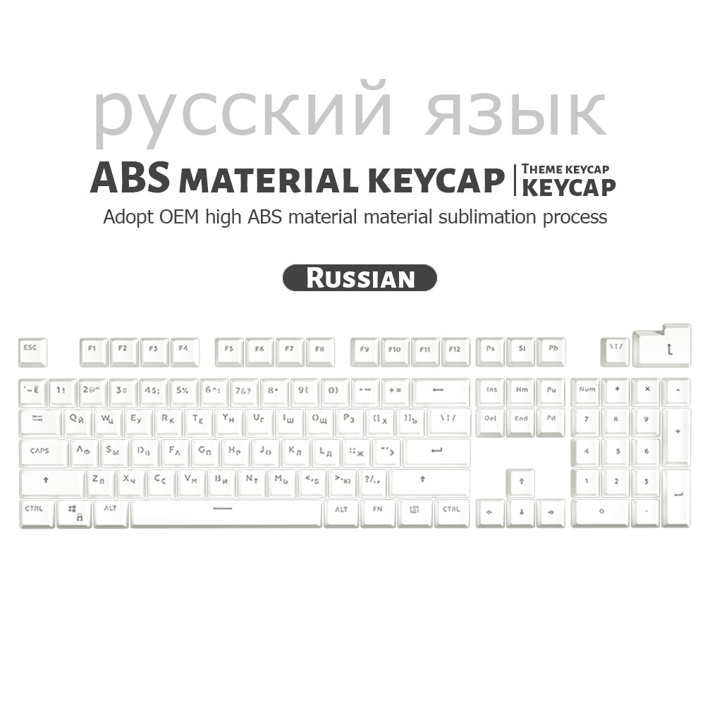 104pcs Russian/Spanish/French/Korean Keycaps OEM Profile Backlit Transparent Keycaps For Gaming Mechanical Keyboard ISO Layout