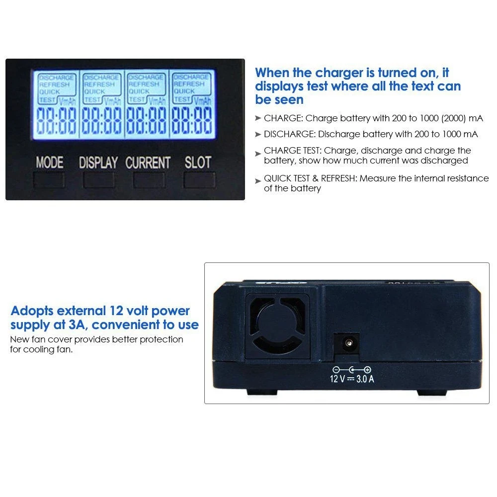 OPUS BT-C3100 V2.2 Universal Four Slots LCD Screen Replenisher Smart Rechargeable Smart Battery Charger Accessories & Parts