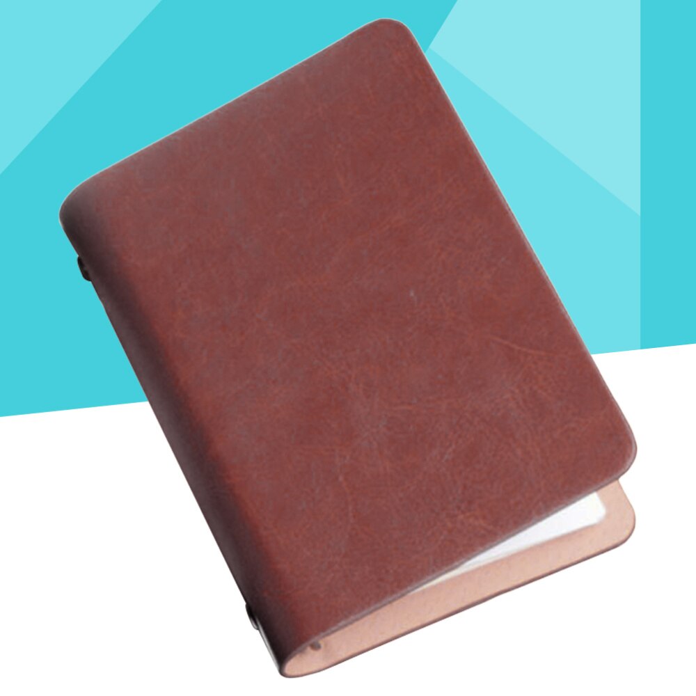 1pc PU Leather Notebook Notepads A7 Pocket Planner Loose-leaf Portable Schedule Checklist for Home School Office (Brown)