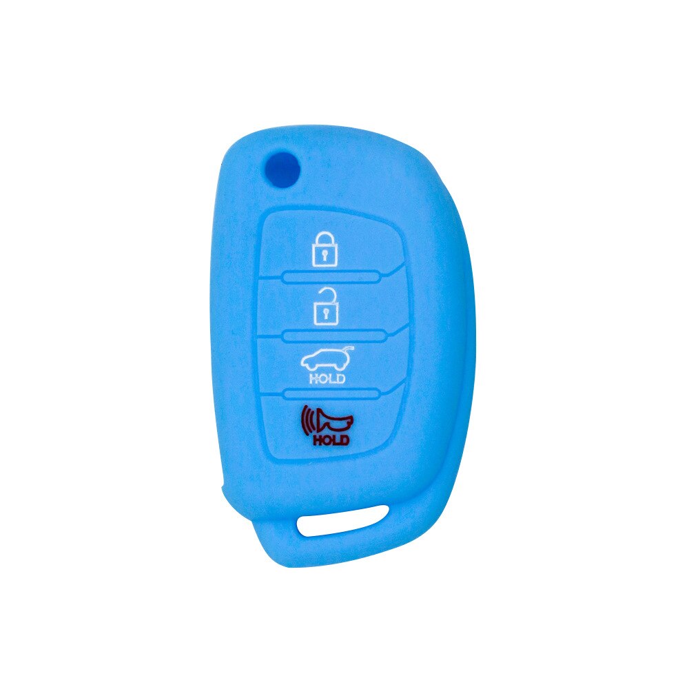 Geschikt Voor Hyundai IX35 Vouwen 4-Knop Autosleutel Case Soft Rubber Silicone Sleutel Shell Anti-Diefstal Afstandsbediening controle Beschermende Cove: Sky Blue