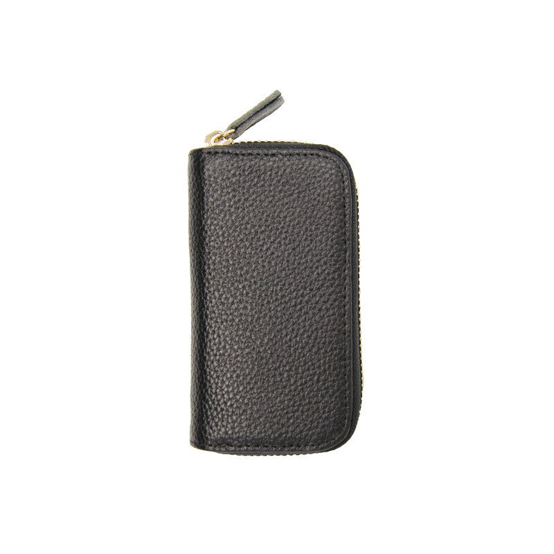 Cartera para llaves de cuero Pu a la de , organizador de negocios, funda para ama de llaves, llaveros, carteras para hombre y mujer, bolsa para llaves de coche de bolsillo: Black