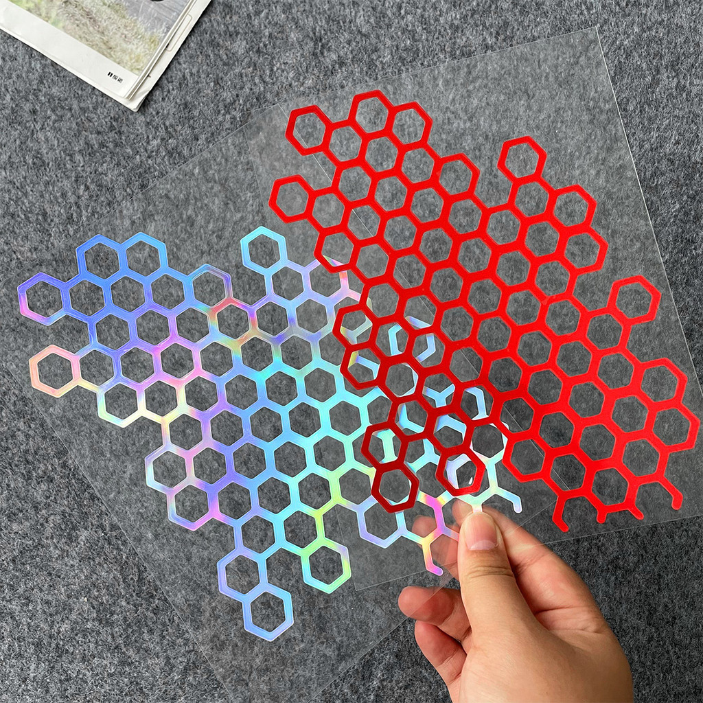 Honeycomb Motorcycle Sticker Reflective Motorcycle Helmet Body Grid Shaped Decal Waterproof Motorcycle Accesssories