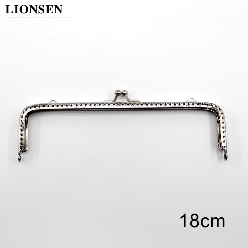 1 Stuk Glanzende Zilveren Vierkante Basic Metal Purse Frame Kus Sluiting Lock Diy Tas Accessoires 6.5/8.5/10.5/12.5/15/18Cm: 18cm