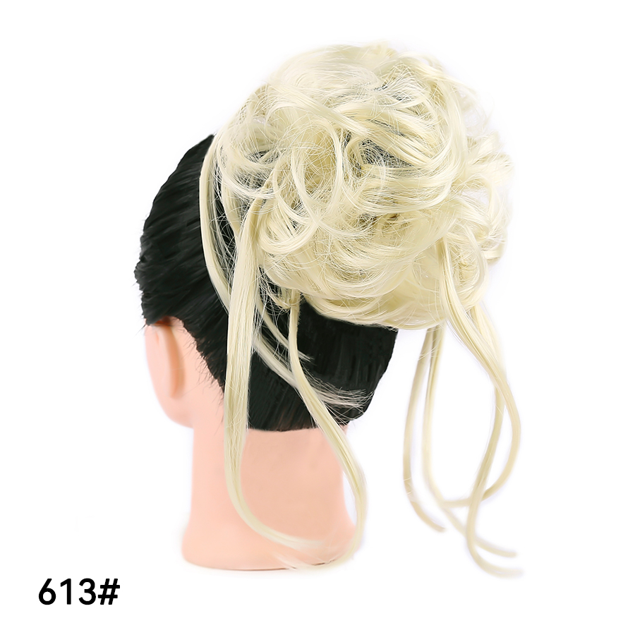 Messy Synthetic Hair Bun Scrunchy Donut Wavy Updo Elastic Scrunchie Hair Pieces Bridal Hairpiece Easy Bun Updos For Women Kids