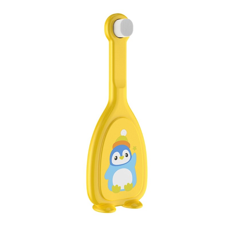 B2eb crianças escova de dentes macio cerdas finas escova de dentes dos desenhos animados escova de cuidados orais dentes branqueamento ferramenta de limpeza para crianças: Light yellow