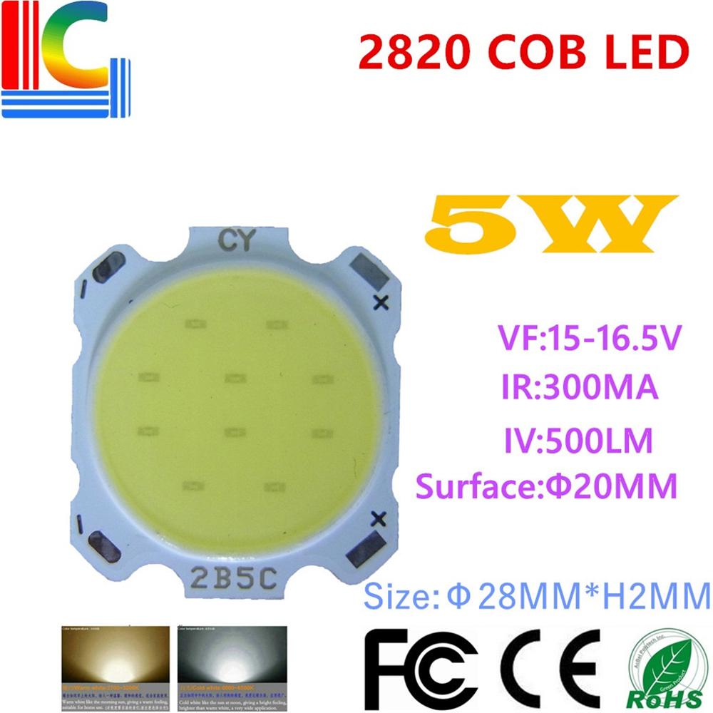 2820 Led Cob 3W 5W 7W Led Diode 300mA 100lm / W Voor Led Gloeilamp Lampen led Spotlight Ce Rohs Led Diode Lichtbron: 5W / 3000K