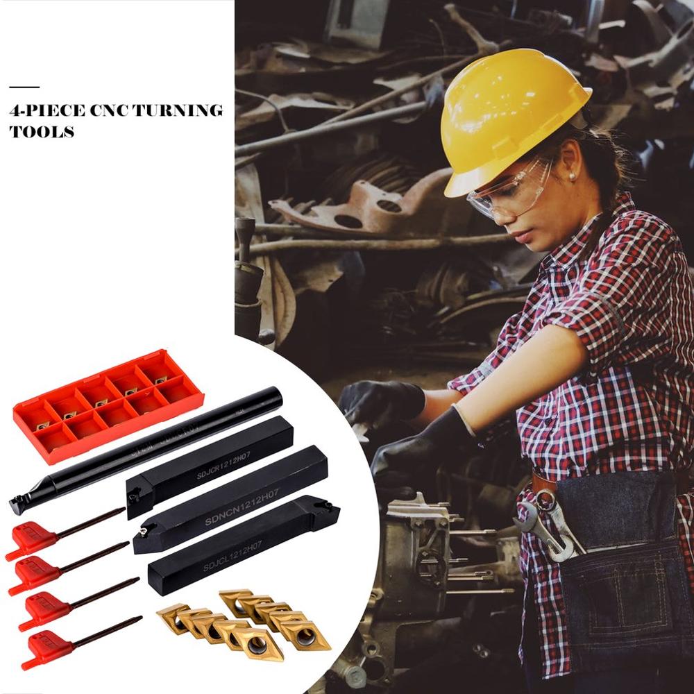 10 hartmetall-wendeschneidplatten,  + 4 drehmeißelhalter-sets ,  + 4 schraubenschlüssel für drehmeißel, werkzeugmaschinen-sets