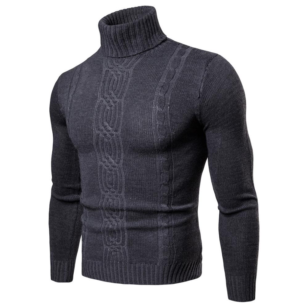 Herfst Winter Warmte Coltrui Mannen Hoge Revers Trui Dieptepunt Shirt Jacquard Gebreide Trui Mannen XY019