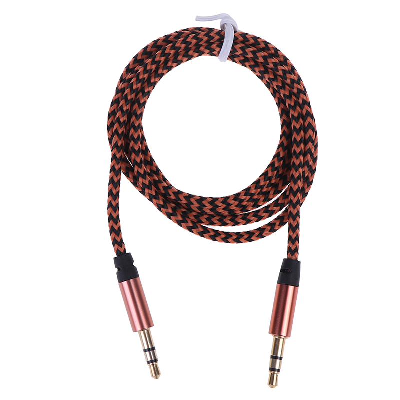 1m Aux Cable Male to Male Cloth Audio Aux Cable Gold Plug Car Aux Cord Nylon Jack Audio Cable 3.5 mm to 3.5mm: Gold
