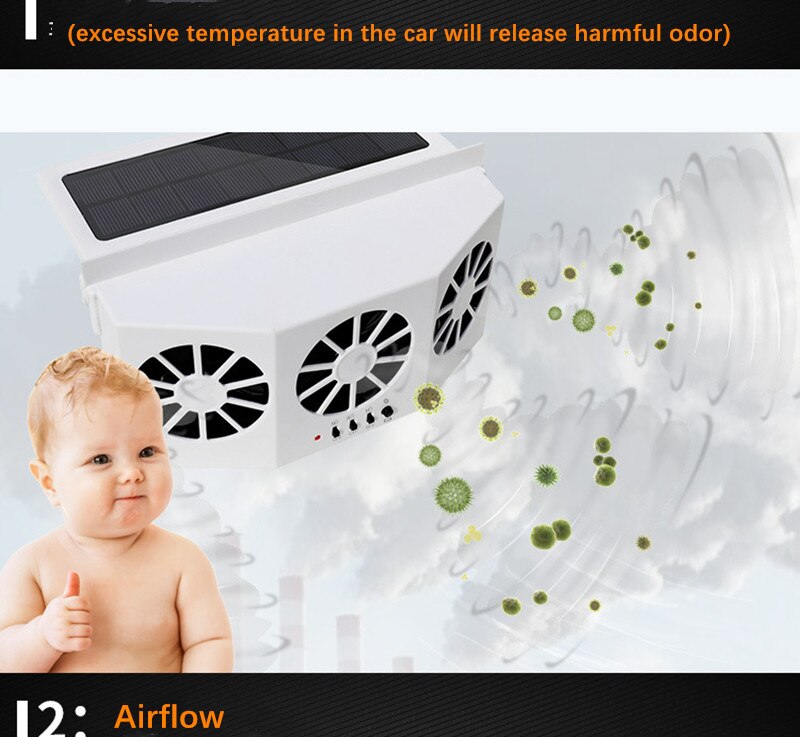 High-power Dual-mode Power Supply Car Solar Powered Exhaust Fancar Ventilation Fan Car Gills Cooler 2 Colors ABS car radiator