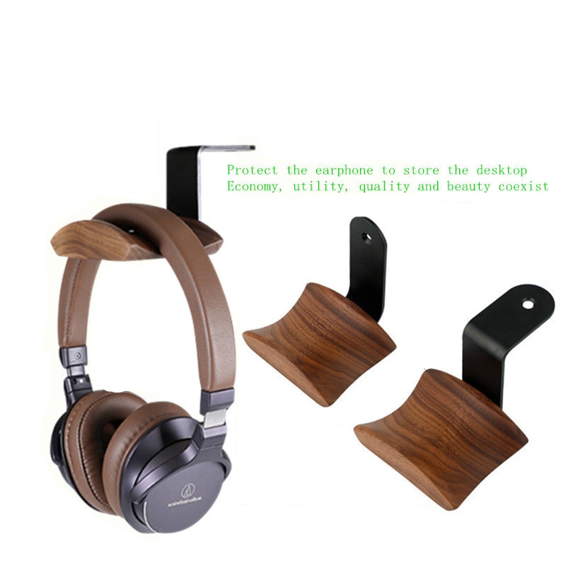 Universele Hoofdtelefoon Stand Hout Geen Splicing Headset Houder Hanger Muur Gemonteerde Koptelefoon Haak Metalen Display Rack Clearance 1Pc