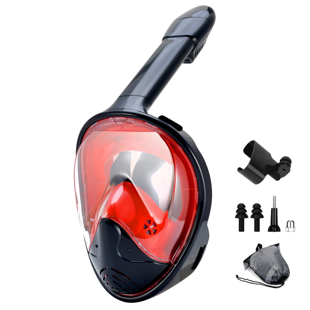 Volledige Gezicht Snorkel Masker Met Afneembare Camera Mount, snorkelen Zwemmen Duiken Masker Wide View Anti-Fog Anti-Lek Voor Volwassen Kinderen: Blauw / L/Xl